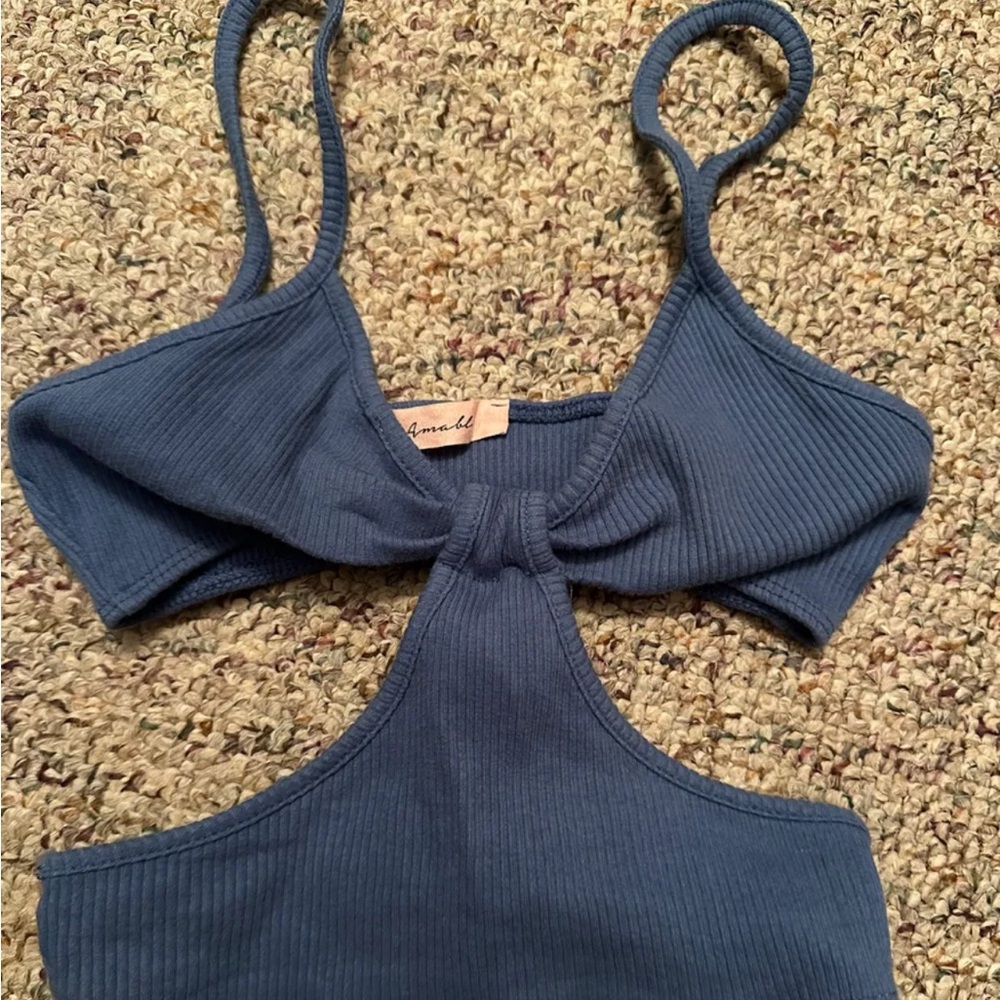 Blue Ribbed Halter Top - Picture 5 of 7